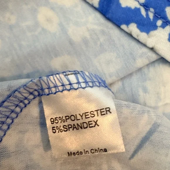 Fensace Blue Floral Sundress Midi V-neck wrap Dress - Picture 7 of 9